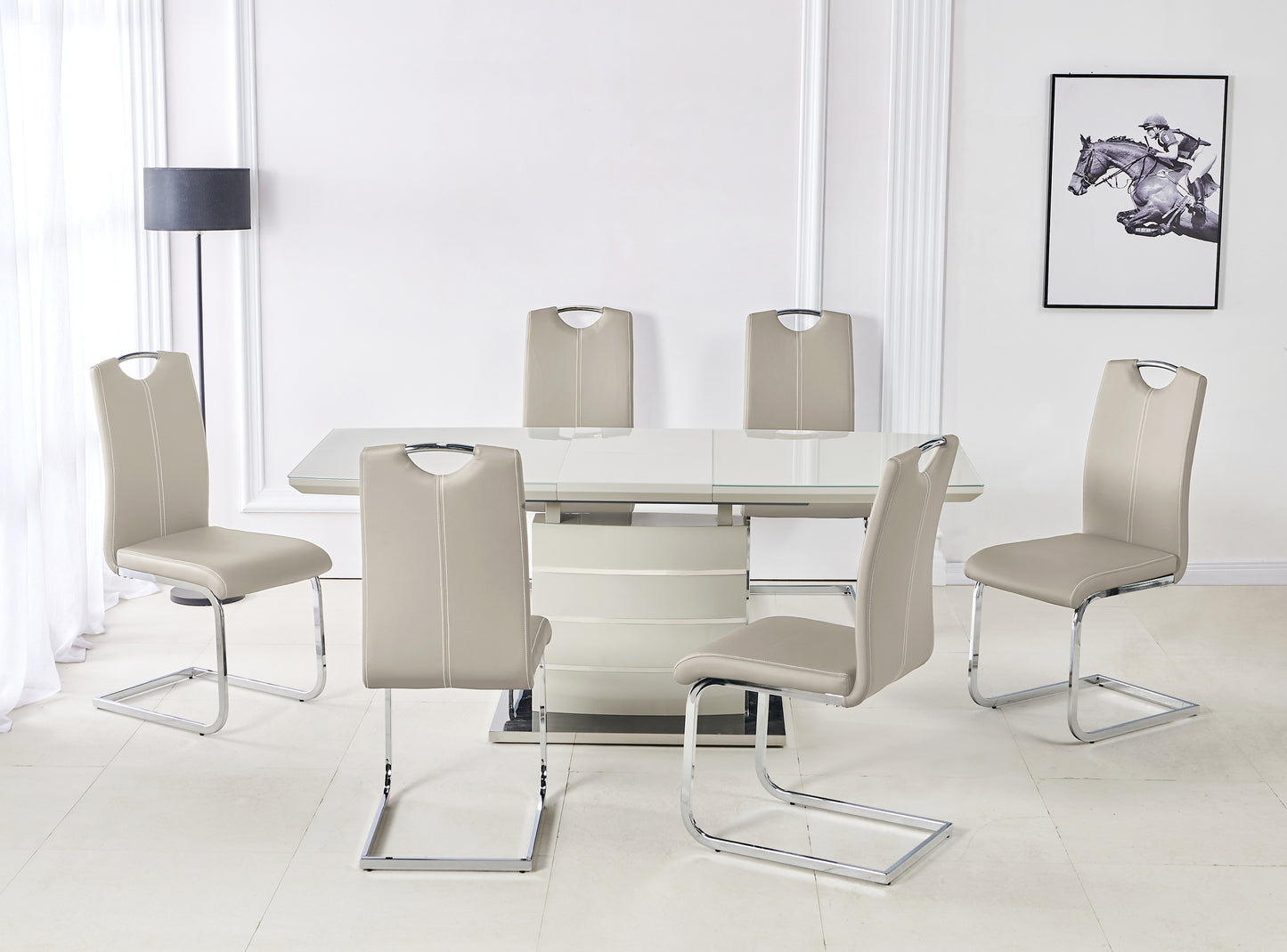 Cappuccino Extending Dining Table with 6 Chairs